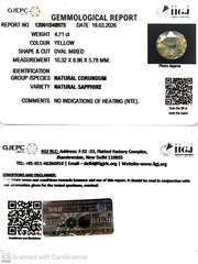 4.71/CT Natural Yellow Sapphire With Govt Lab Certificate-12061D48975